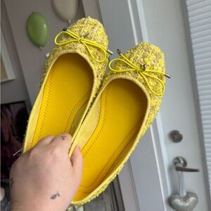 ASOS Yellow Tweed SZ 8W Ballet Flats